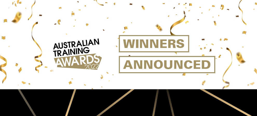 Australian Training Awards banner with text "winners announced"
