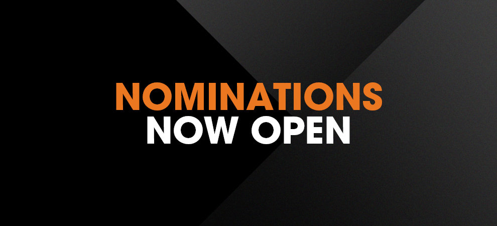 Black banner that says nominations now open