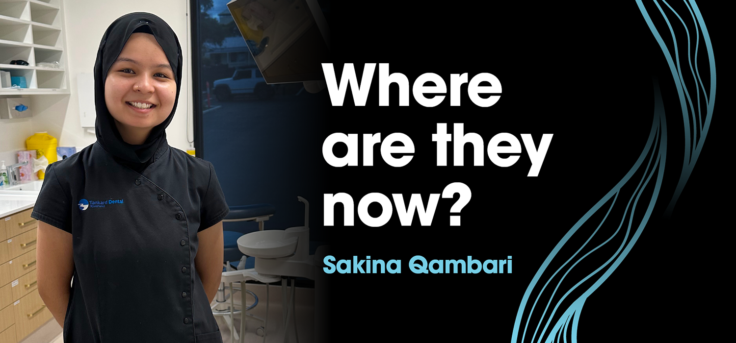 Photo of Sakina with the text: Where are they now? Sakina Qambari