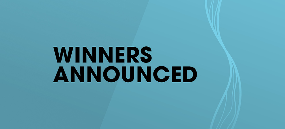 Text on plain background saying: "Winners announced"