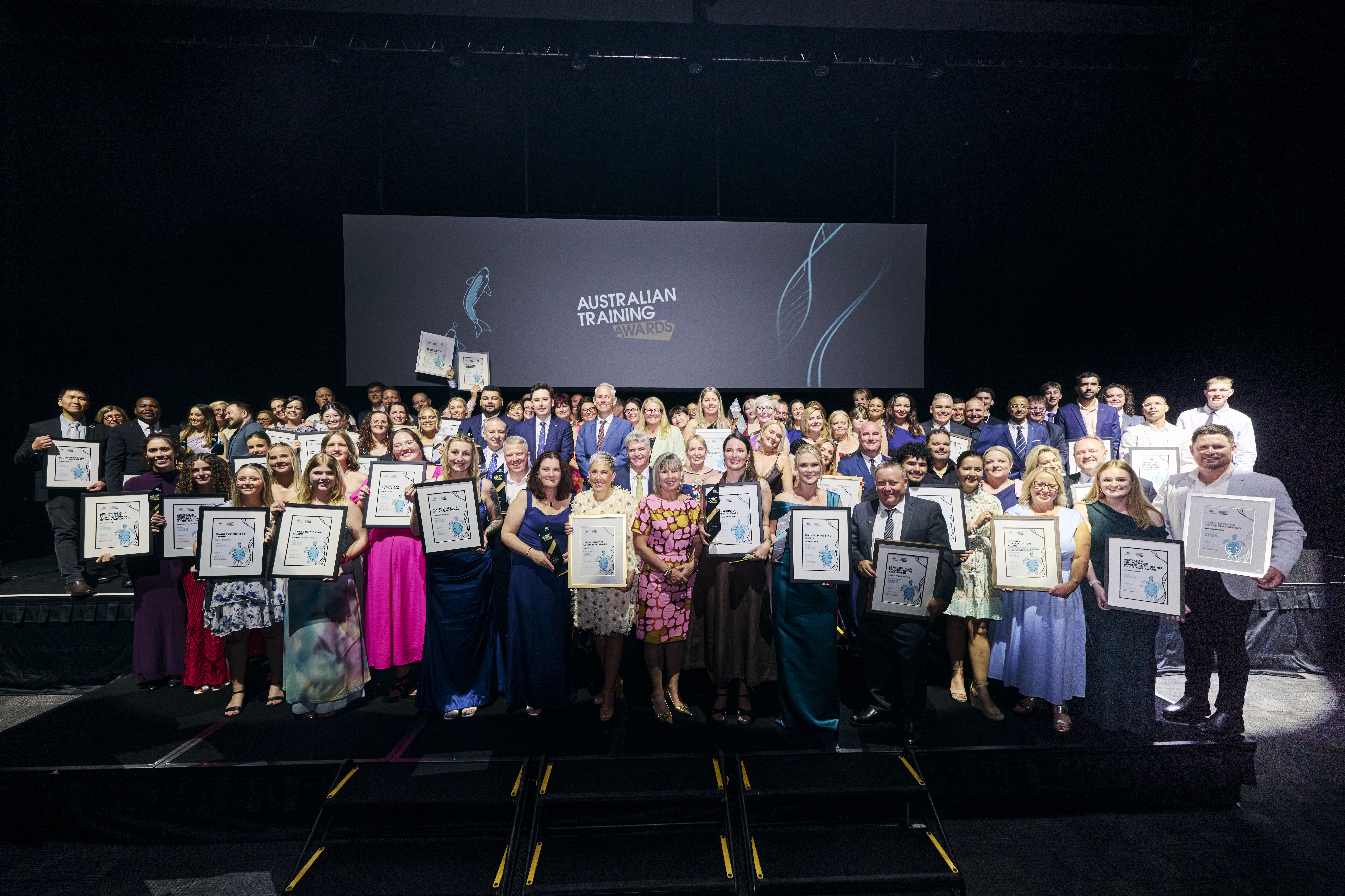 Group photo of the 2025 Australian Training Award Winners and Finalists.