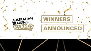 Australian Training Awards banner with text "winners announced"