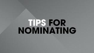 Grey banner that says tips for nominating