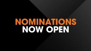 Black banner that says nominations now open