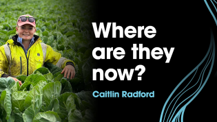 Photo of Caitlin with the text "Where are they now? Caitlin Radford"