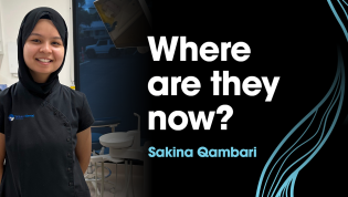 Photo of Sakina with the text: Where are they now? Sakina Qambari